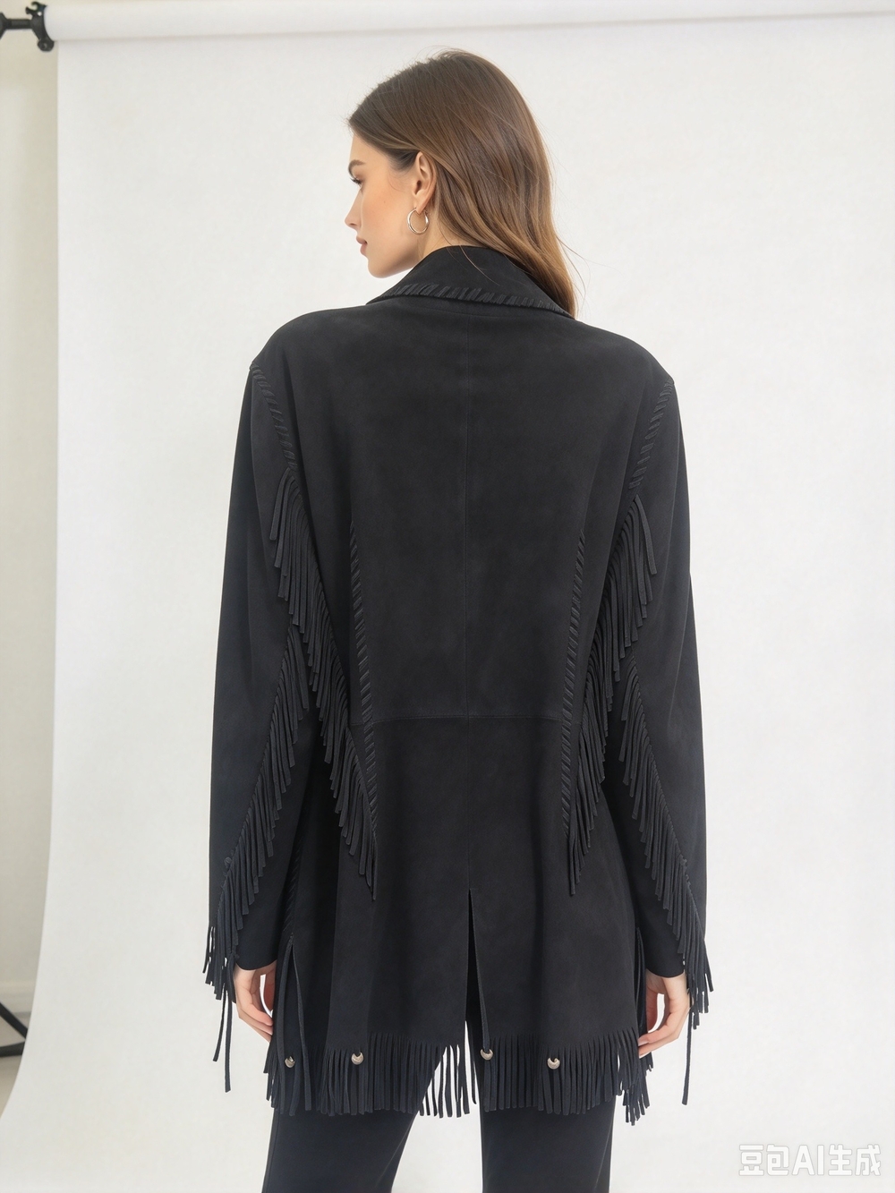 Nigel Preston Black Suede Fringe Tie-Front Jacket - Picture 5 of 10